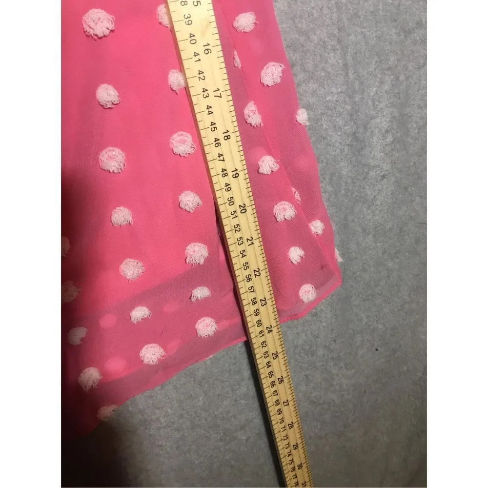 Womens Chic Soul Dress Size 1XL Pink White Polka Dot Ruffle Sleeve Feminine - Picture 4 of 4